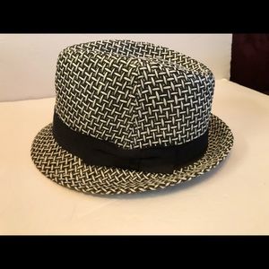 Black & White Hat with Black Bow